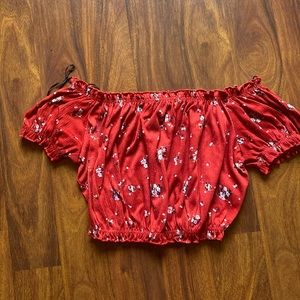 Off the shoulder red crop top